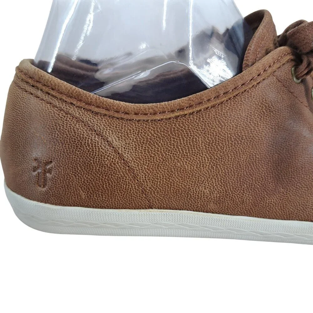 Frye Maya Low Top Lace Up Casual Sneakers Size 8.5 Leather Brown Shoes Comfort